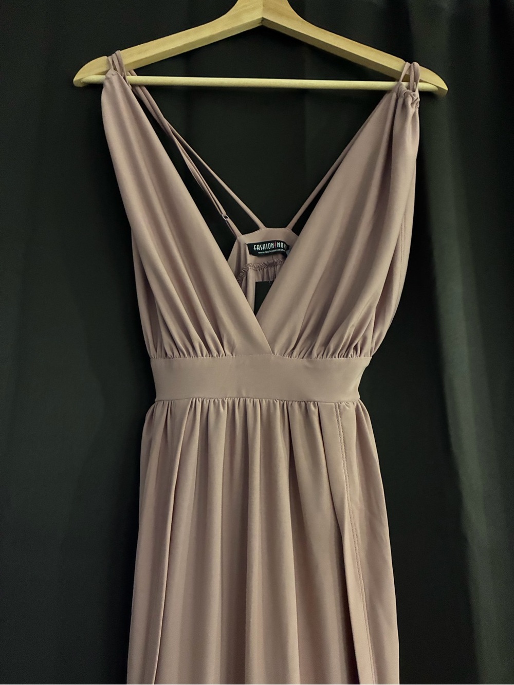 Fashion Nova Mauve V-Neck Maxi Dress